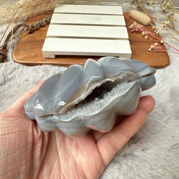 Agate Druzy Seashell Carving - Picture 3 of 7